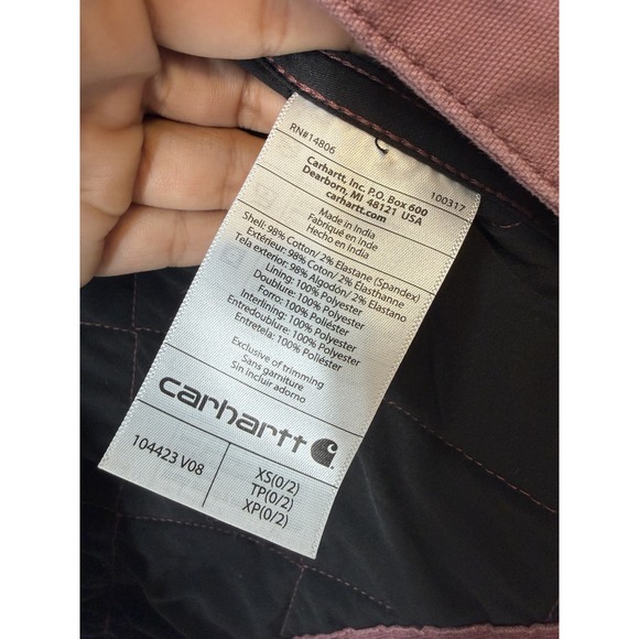 Carhartt Quilted Canvas Vest Women XS Mauve Pink Workwear Utility - Picture 2 of 14